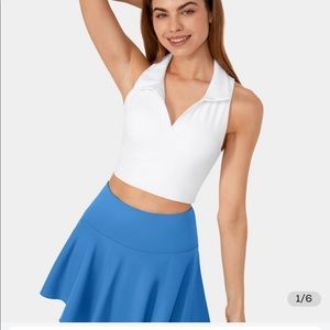 HALARA Collared Cropped Racerback Tennis Tank Top